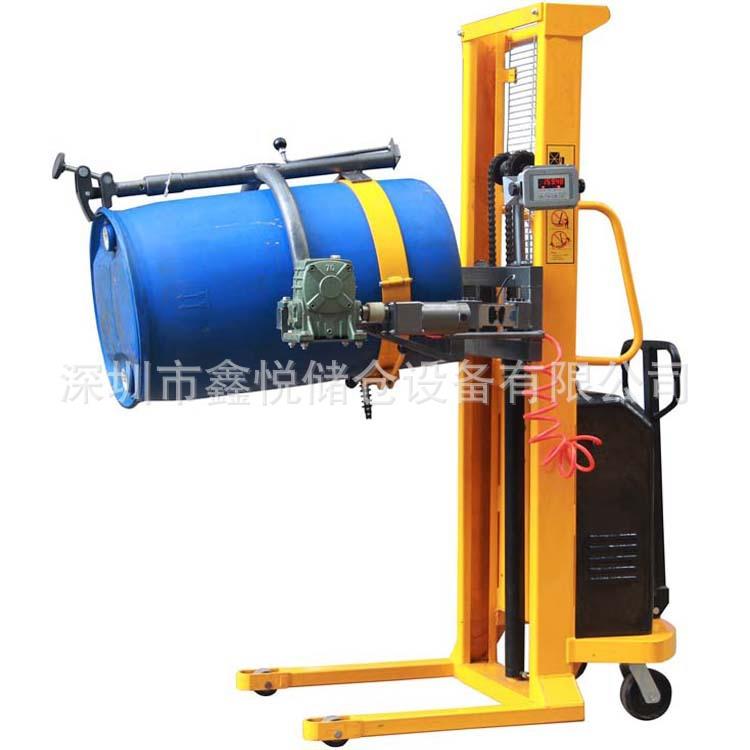 热销带电子称半电动油桶倒料车电动油桶翻转堆高车电动油桶车