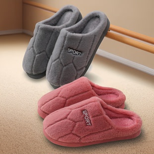 冬季居家来客棉拖鞋家用情侣毛拖鞋保暖鞋男加绒防滑厚底棉拖鞋女