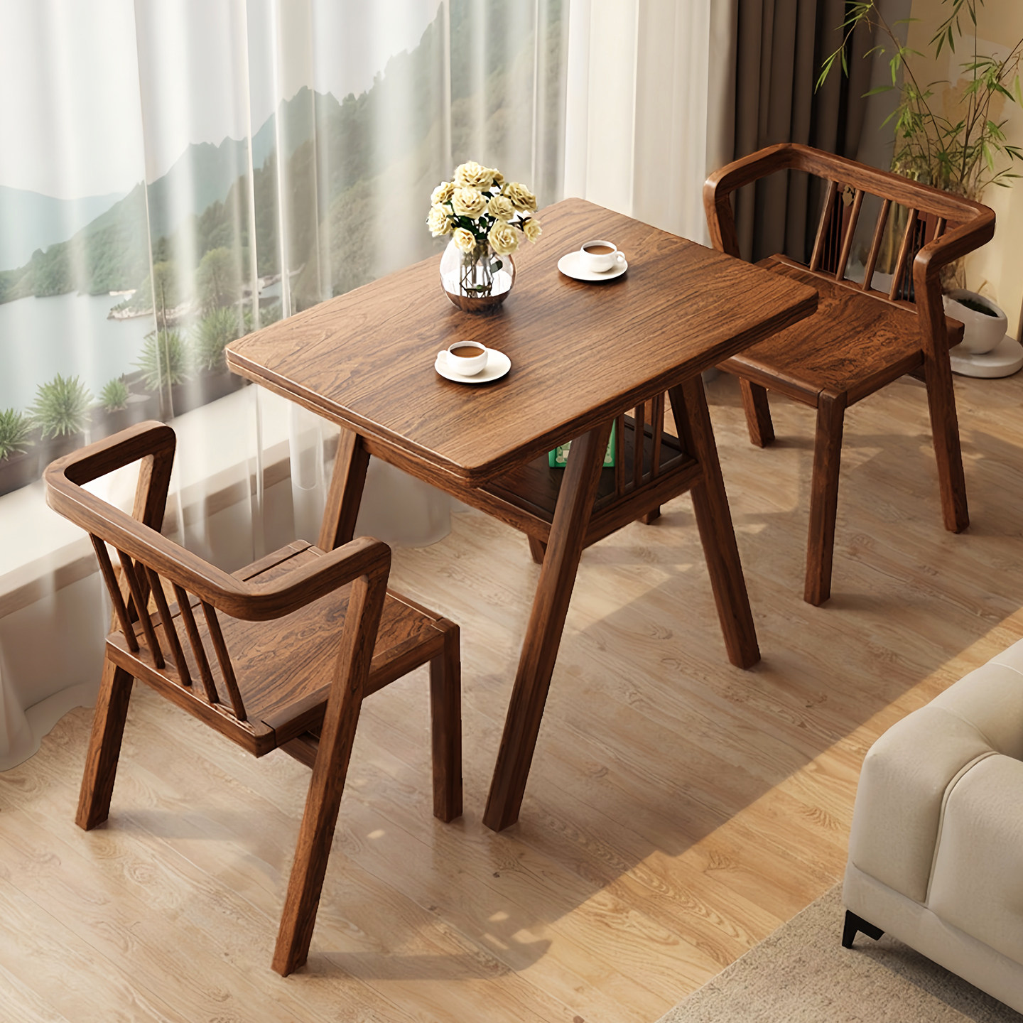 新中式阳台小桌椅组合休闲网红家用小户型实木茶桌椅组合简约餐桌,住宅家具,家用茶台/茶桌,淘宝优惠券,粉丝福利购,淘宝优惠卷