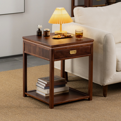 乌金木新中式实木茶几沙发边几角几茶桌小桌方桌鱼缸架奇石架子