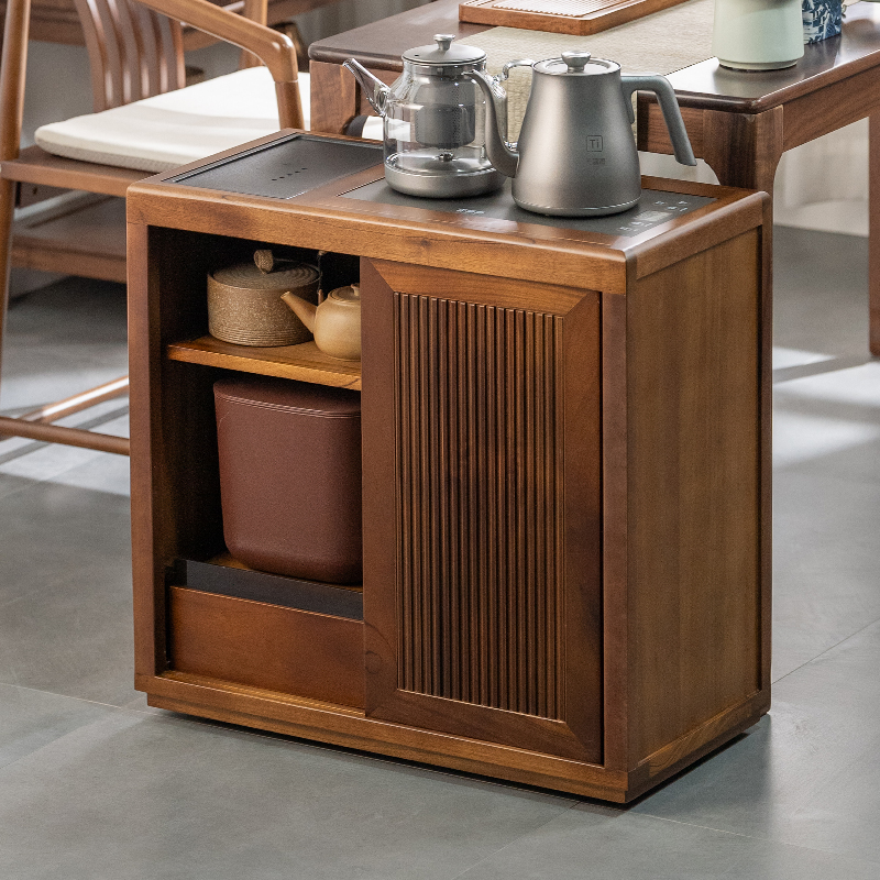 核桃木茶水柜烧水壶一体实木可移动茶几家用茶室泡茶台茶吧机茶车