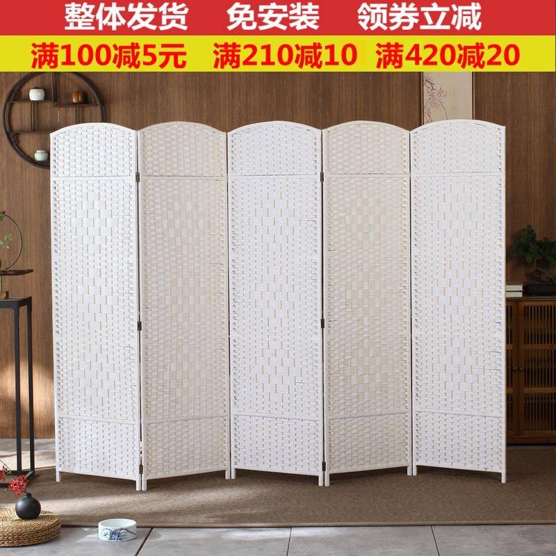 需定制草编屏风隔断时尚简约客厅玄关门现代卧室折屏酒店简易藤编