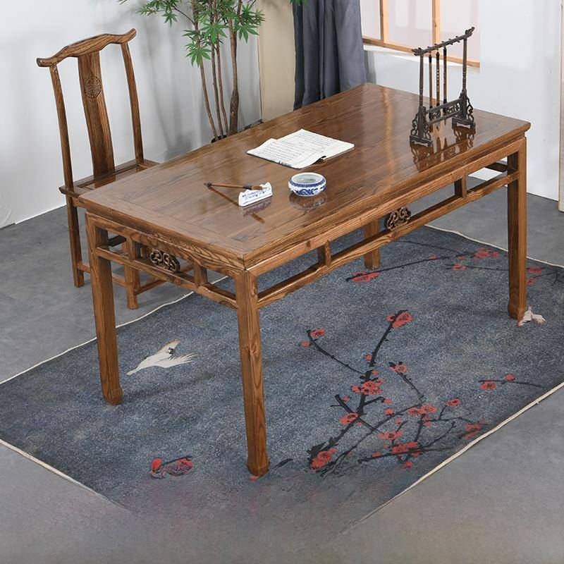 需定制中式毛笔书法桌实木书画桌绘画书桌榆木彷古画案简约练字写