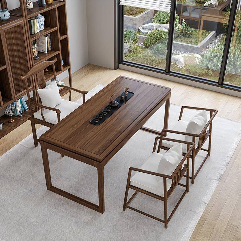 需定制榆木书法桌书画桌禅意新中式茶桌椅国学练字画案书房写字台