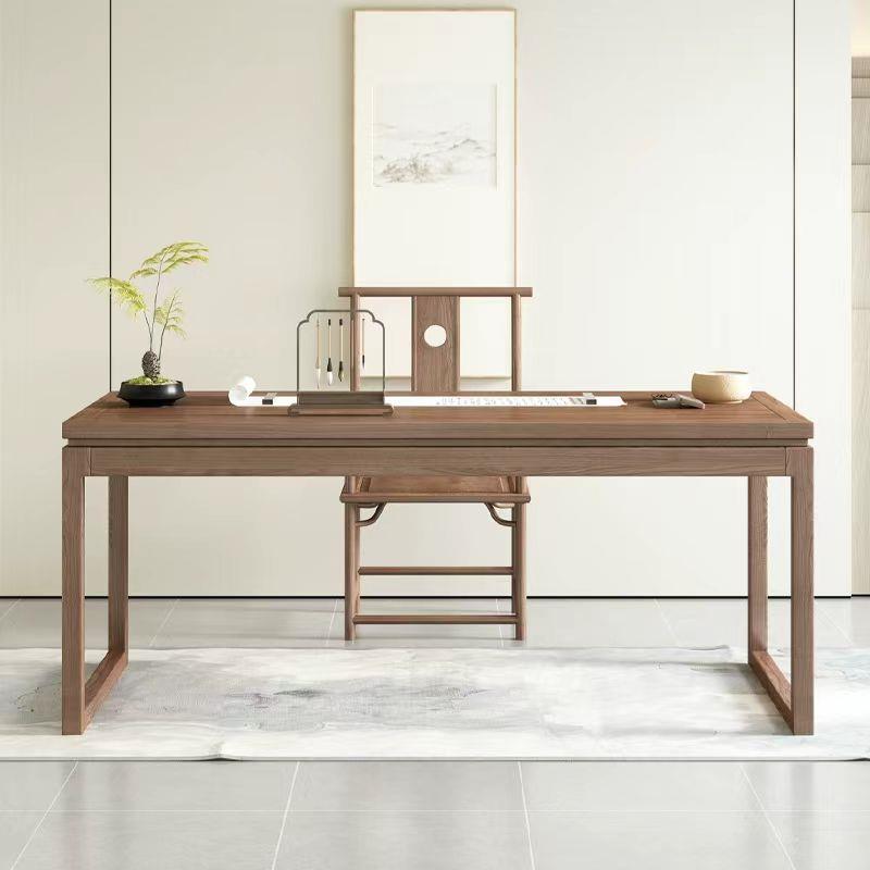 需定制新中式实木书桌榆木书法桌家用书画桌办公画案带抽屉桌椅组