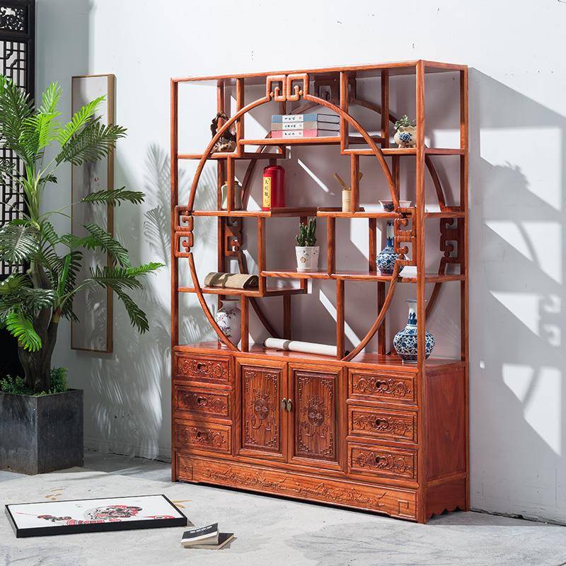 需定制实木博古架办公室多宝阁新中式茶叶展示柜书架隔断置物陈列