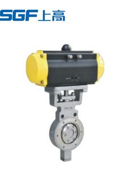 不锈钢对夹式气动蝶阀 D673Y-40P 三偏心双向压全金属硬密封蝶阀