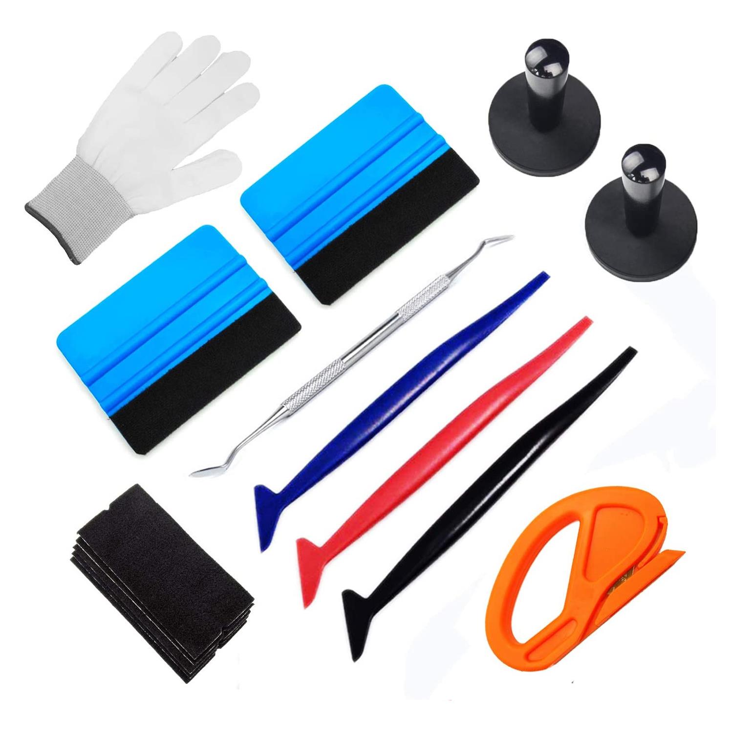 16件套窗户着色膜安装工具套件乙烯基包裹应用套件包括毛毡吸水扒