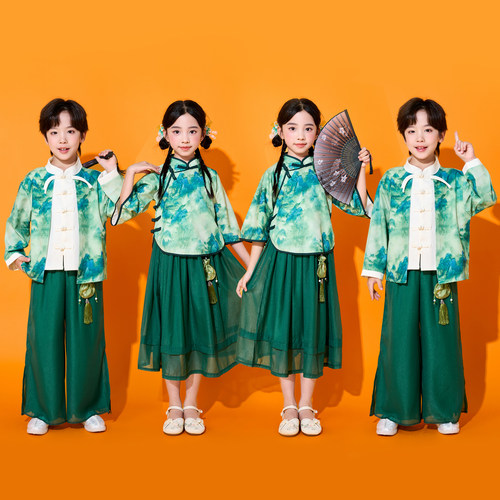 儿童合唱中国风演出服上春山汉服