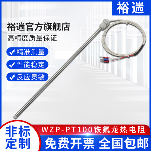 电镀厂用耐酸碱防腐蚀铁氟龙PT100热电偶/阻感温线温度传感器探头