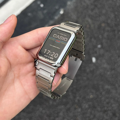 适用小米手环9pro/8pro金属工字纹不锈钢表带红米Redmi watch6/5配同款个性电镀壳高级感方格不规则腕带男女