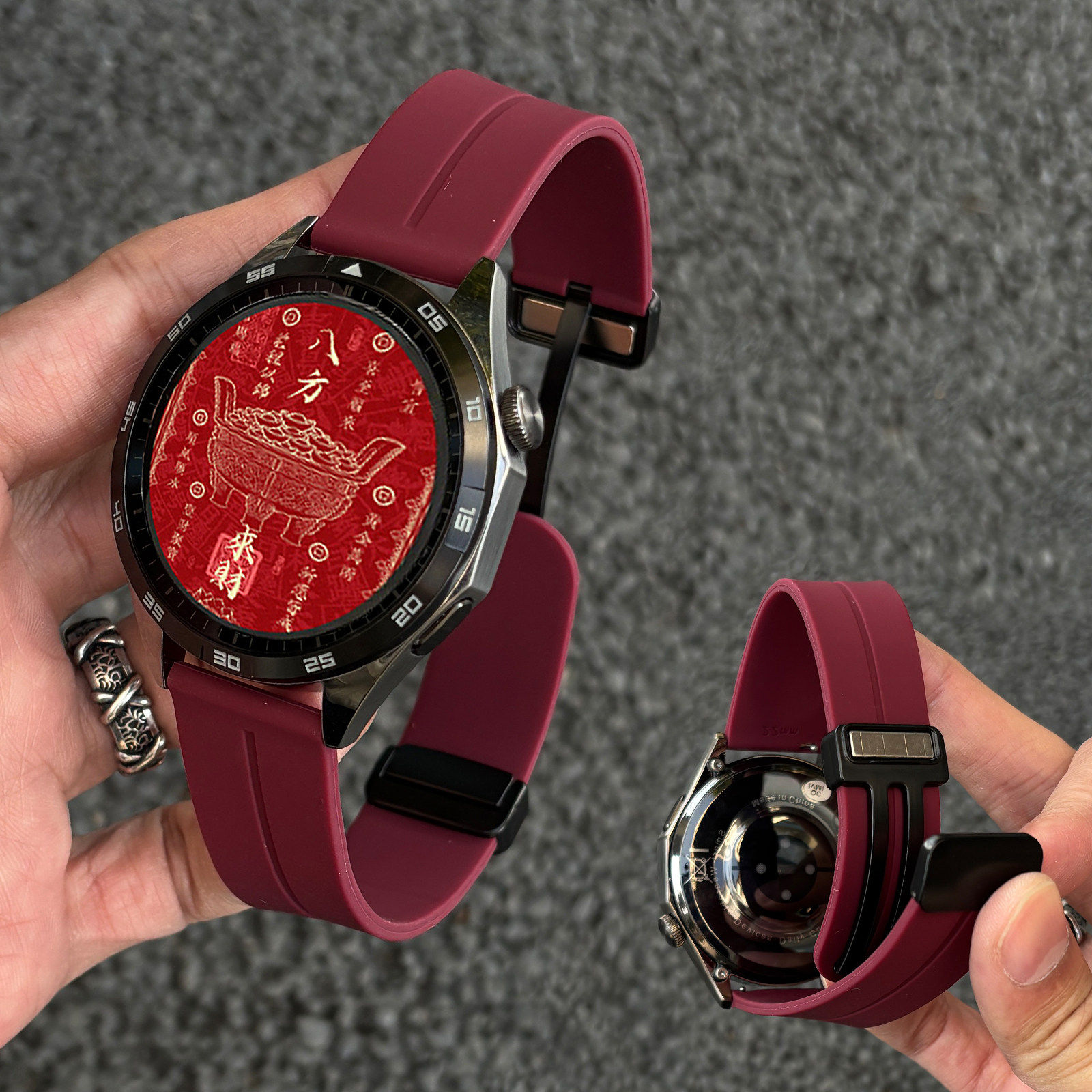 新年表带】适用华为手表gt6表带GT6pro手表华为watch5新款尼龙编织荣耀5跨年中国红色硅胶伞扣磁吸本命年腕带,智能设备,智能手表手环表带/腕带,淘宝优惠券,粉丝福利购,淘宝优惠卷