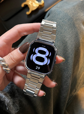 适用红米手表redmi5新款不锈钢工装方格金属小米Redmi watch4时尚蝴蝶扣esim配金属表框高级科技感腕带四五代