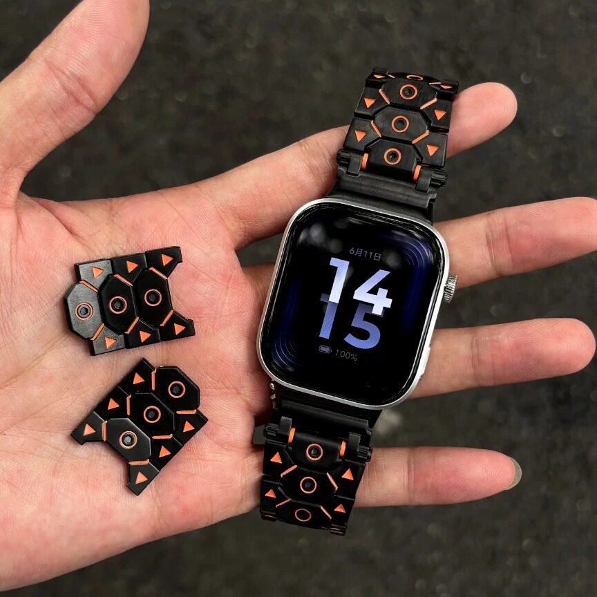 新款八角型钢带适用红米手表Redmi watch6/5/4表带个性实心金属蝴蝶扣小米手环10Pro高级机甲不锈钢9Pro腕带