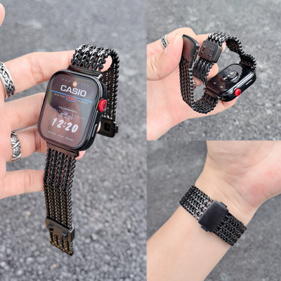 适用华为FIT4新款watchfit4金属精织网格磁吸不锈钢带4pro高级运动磁吸卡扣FIT3男女款配电镀软壳腕带三四代