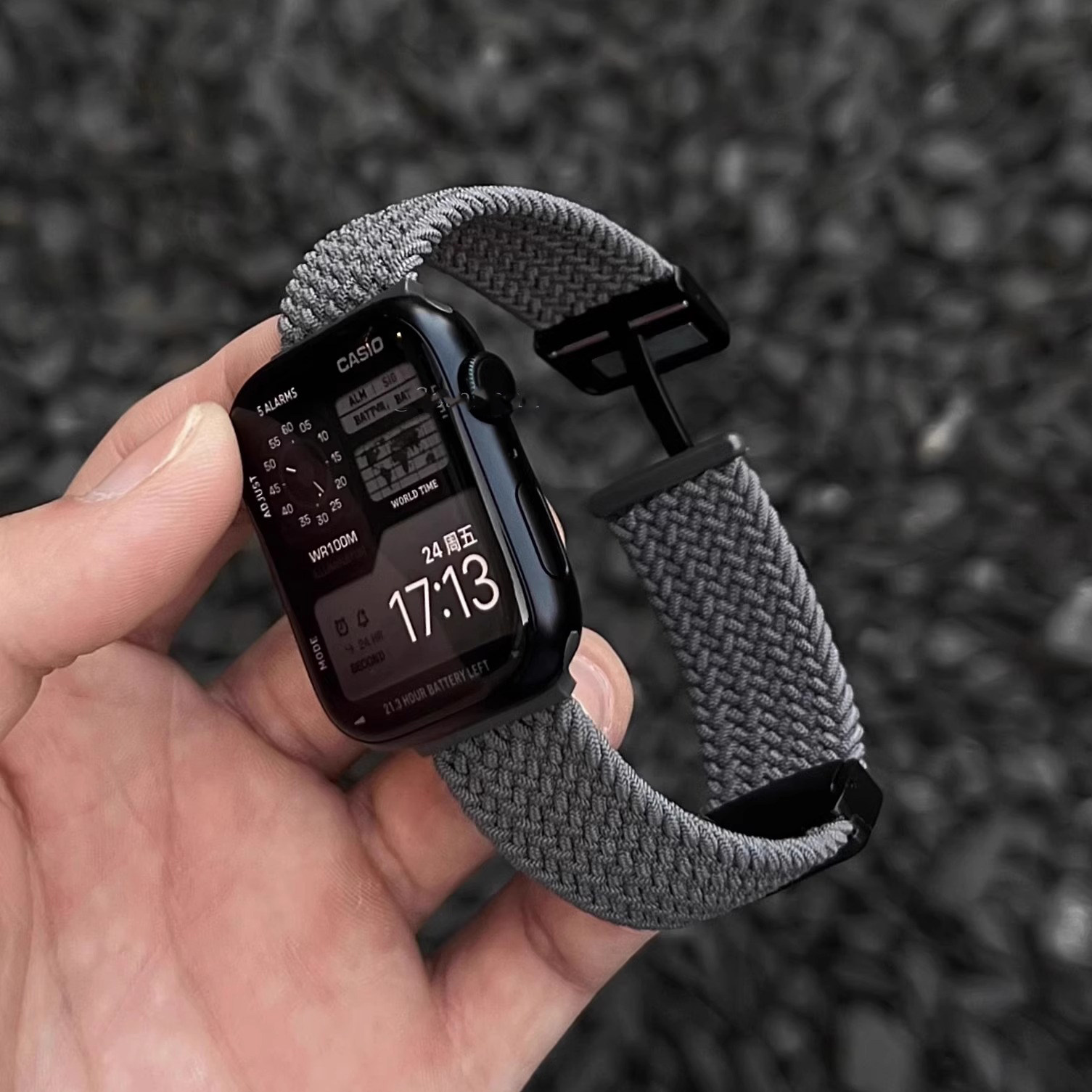 适用苹果手表iwatch10表带s9弹力尼龙编织磁吸透气applewatch8/7/se男女款运动45mm41/44/40新年中国红色小众图片