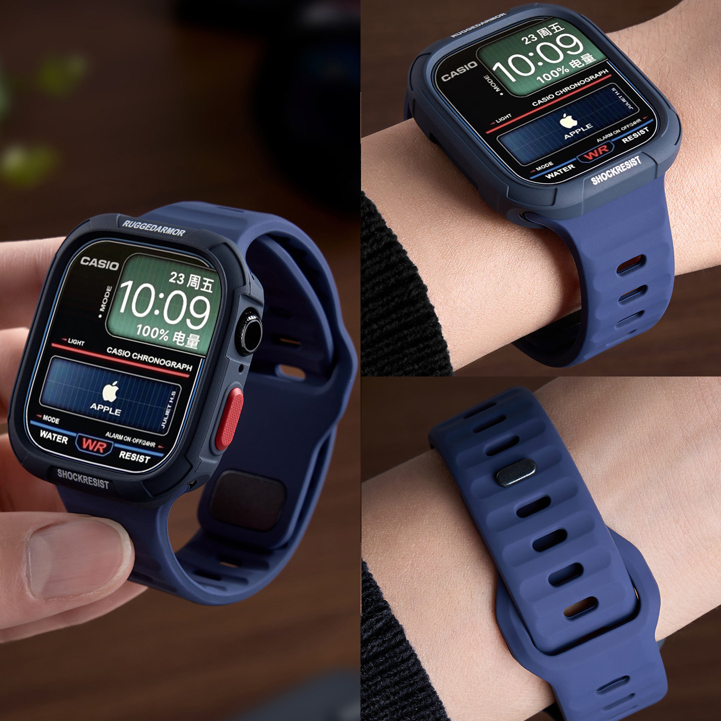 适用Apple Watch11手表S11表带iwatch10苹果S10智能S9保护壳ultra3保护套方格横纹硅胶表壳边框新款运动腕带图片