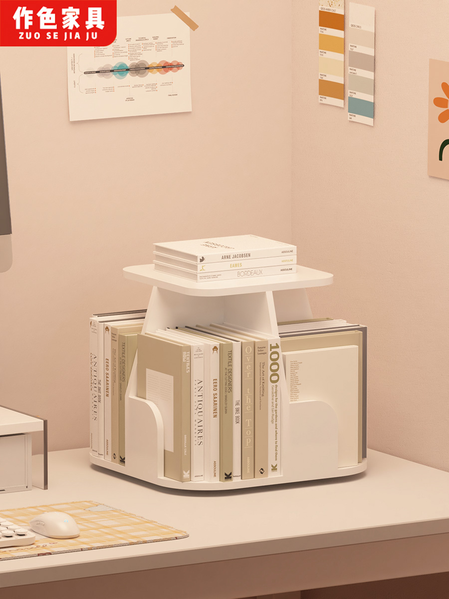 学生图书展示架旋转书架360度桌面书架家庭儿童图画书架大容量