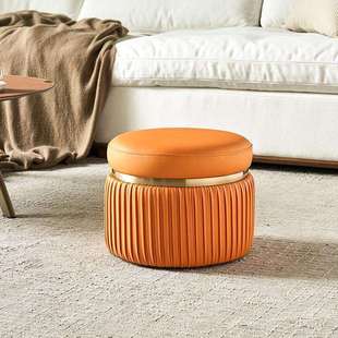 凳客厅皮凳子坐墩茶几凳软包南瓜凳 矮凳家用小凳子轻奢高级感换鞋