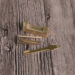 小铜锁小号迷你纯铜老式仿古中式复古横开挂锁古代小锁头首饰盒锁