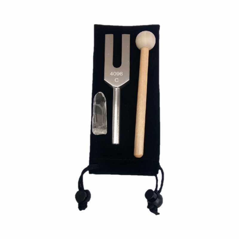 铝合金4096HZ水晶能量音叉共振方音叉配全木质音锤和水晶