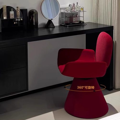 奶油风北欧意式旋转梳妆凳餐桌椅