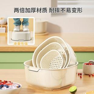 直销厨房双层沥水篮家用洗菜篮多功能加厚塑料沥水盆水果漏篮 新款