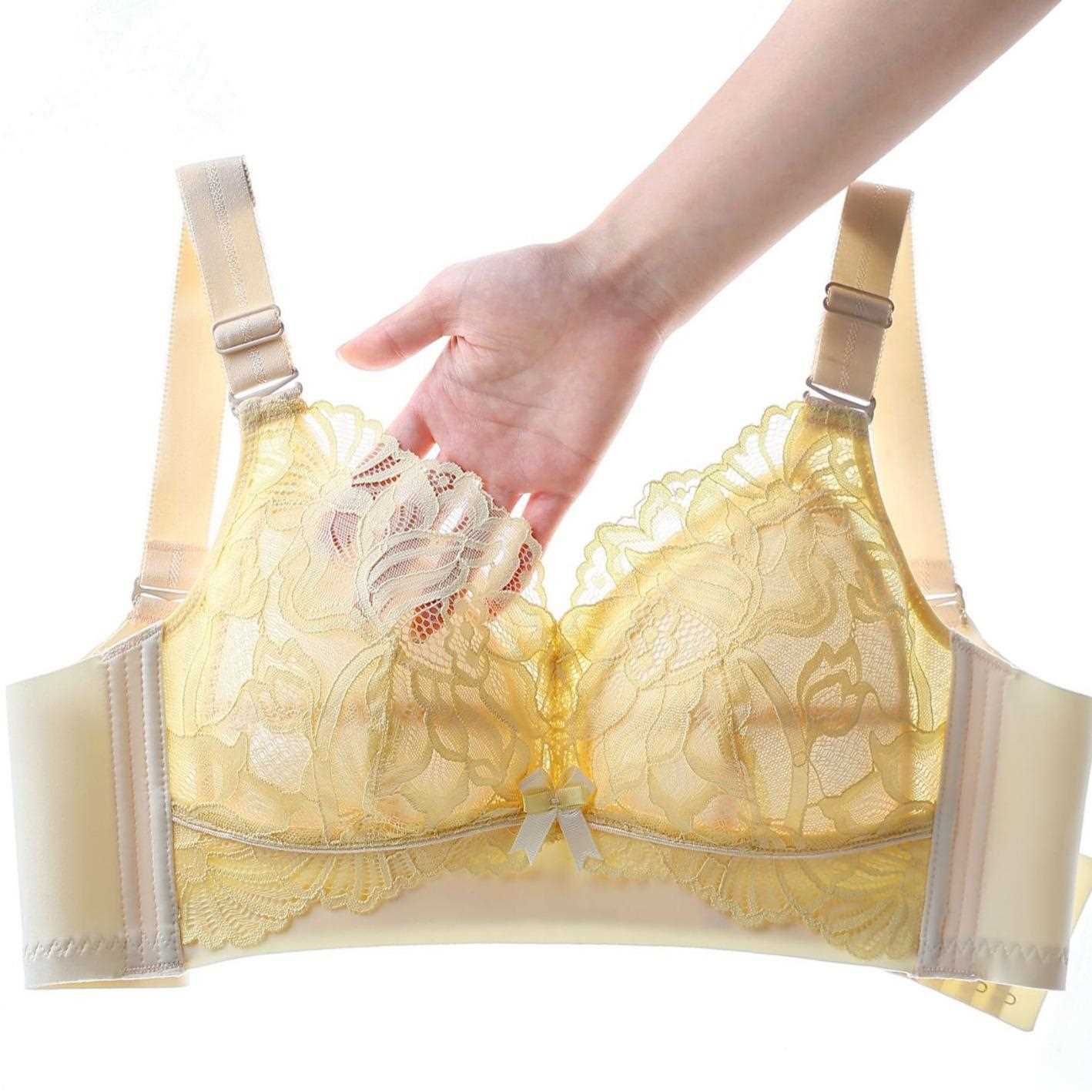 新款直销茶卡盐湖大胸显小薄款乳胶内衣女聚拢调整收副乳防下垂全