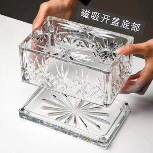 直销亚克力纸巾盒家用客厅轻奢长方形透明亚克力纸抽盒茶几PC 新款