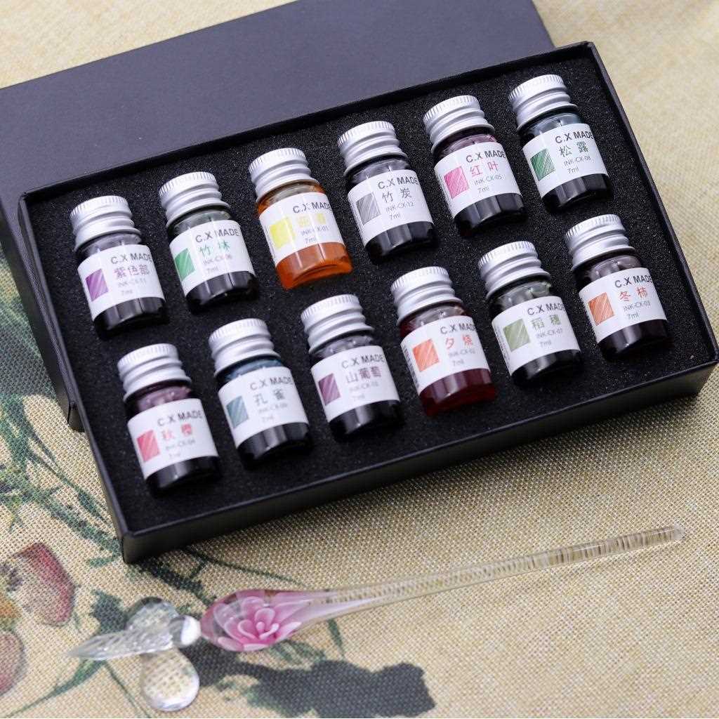 新款直销金粉彩色墨水礼盒 24节气古风彩墨书写绘画非碳素星空蘸