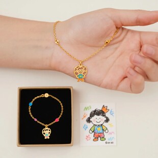 925纯银定制手链儿童涂鸦绘画定制手链个性设计纪念创意生日礼物