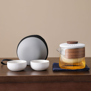 彦淳旅行快客杯泡茶壶一壶两杯便携小陶瓷茶杯茶壶玻璃公道杯