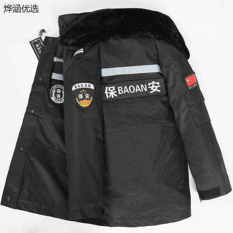 保安棉服男冬季加厚黑色