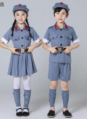 儿童小红军演出服男女童舞台八路红星闪闪舞蹈合唱服表演服装