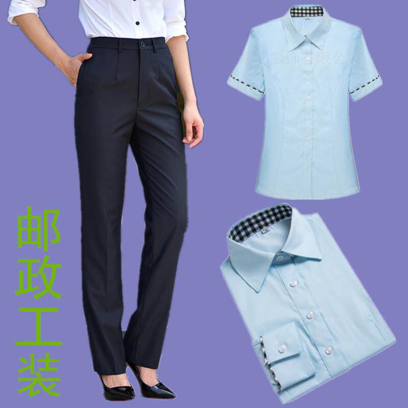 中国邮政工作服新款西裤女储蓄正装裤子大码薄款女裤藏