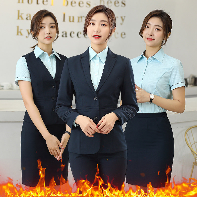 邮政职业工作服女新款邮政储蓄工装制服蓝绿外套裤子秋冬加绒