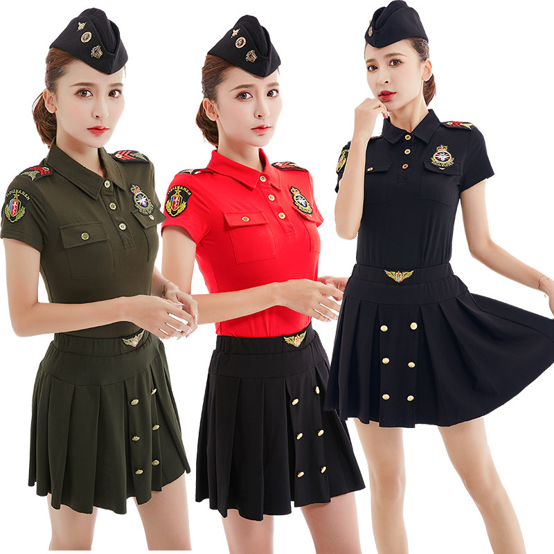 新款广场舞水兵舞服装 纯棉翻领短袖T恤夏季演出套装男女同款演出