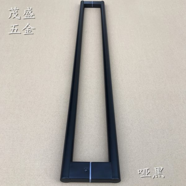 不锈钢圆管黑色玻璃门扶手酒店木门把手有框门移门简约大拉手哑黑