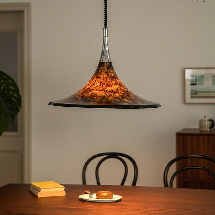 中古餐厅吊灯升降复古彩绘客厅吧台岛台书房主灯设计伸缩吊灯