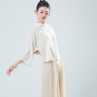 古典舞练功服复古盘扣改良旗袍上衣国风女中国舞专业演出舞蹈服装