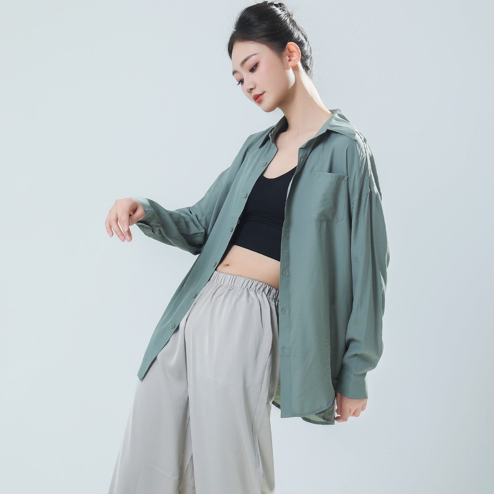 青蝶舞现代舞蹈衬衫练功服男女款演出服宽松上衣飘逸长袖舞蹈生