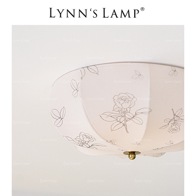 Lynn's立意 法式复古布艺吸顶灯 卧室书房花纹主卧美式浪漫餐厅灯
