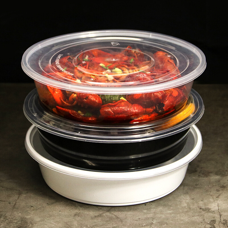 圆形3000ml特大口径烤鱼外卖大号透明龙虾碗打包碗加厚一次性餐盒