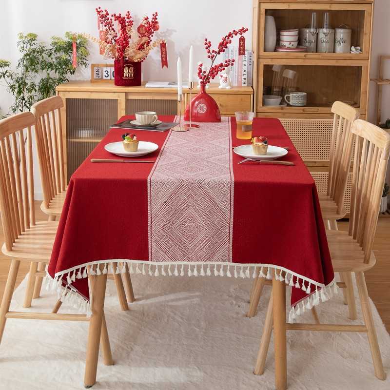 中式婚礼结婚桌旗红色喜字喜庆订婚桌布装饰条茶几餐桌电视柜盖巾