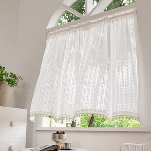 窗帘透光不透人免打孔安装 厨房 纱帘飘窗布魔术贴遮光遮阳2024新款