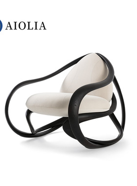 BJ-2N单人沙发椅懒人网红款实木靠背摇摇椅阳台居家休闲椅子轻