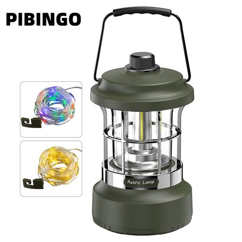 四光源灯串露营灯拉线手提灯复古户外营地灯充电帐篷灯灯串氛围灯