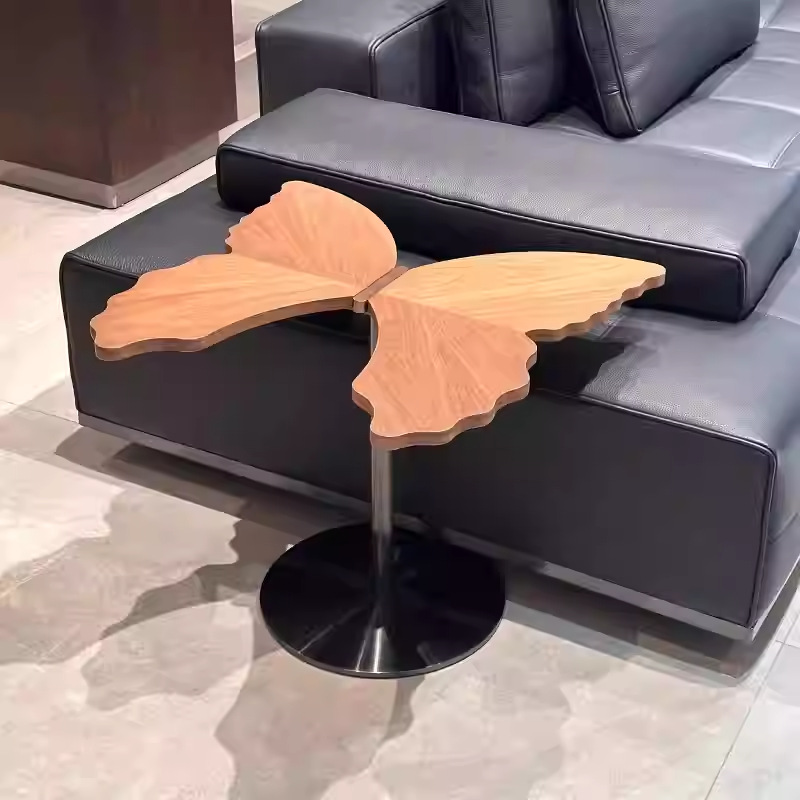 创意蝴蝶边几新中式复古落地桌子移动阳台卧室家用客厅沙发小茶几