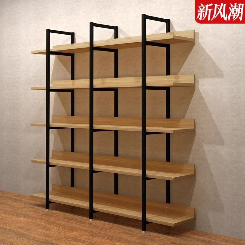 钢木书架落地简易多层置物架书柜货铁艺展示架收纳储物架厂家批发