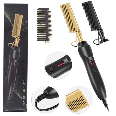 Electric Hair Iron Hair Straightene 电热直发卷发梳干湿用铜梳